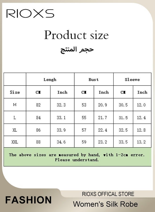 RIOXS Women's Silky Satin Short Robe with Adjustable Tie and 3/4 Sleeves, Skin-friendly Lightweight Kimono Bathrobe with Above-knee Length, Stylish Comfortable Sleepwear, Perfect for Wedding Day, Pajamas Party, Daily Life Wear and Spa - Image 5